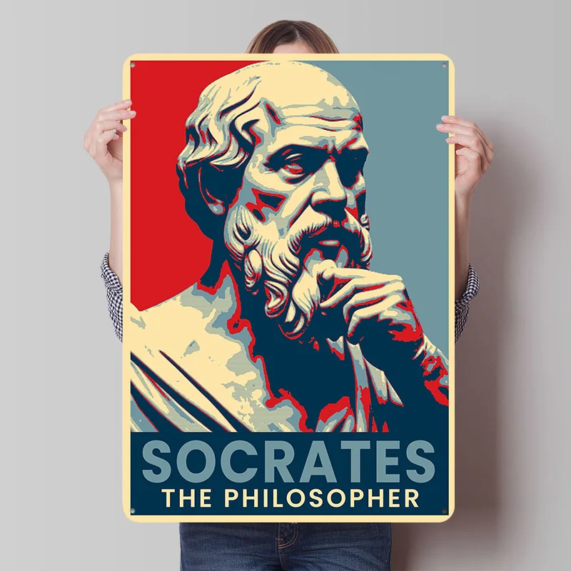 SOCRATES THE PHILOSOPHER Printed Poster Customized Retro Wall Art Vintage Metal Tin Signs for Modern Home Decoration Luxury Room