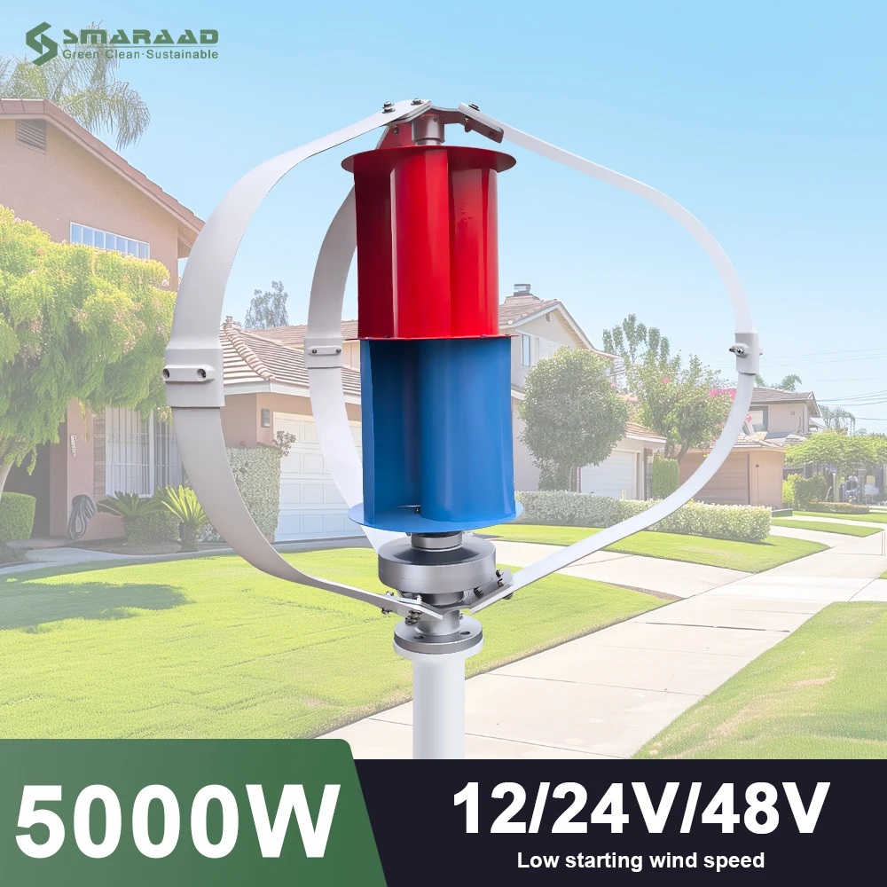 

5KW Vertical Axis Maglev Wind Turbine 3 Blades Free Energy Household Windmill Low Speed