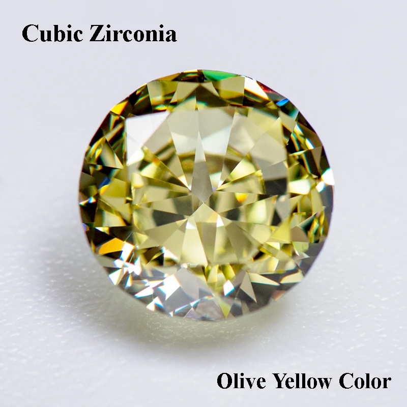 

Cubic Zirconia Crushed Ice Cut Olive Yellow Color Round Shape Charms for Jewelry Making Rings Pendant Materials No Certificate