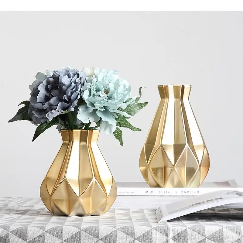 

Gold ceramics Nordic style Simple vase Home Decorations Decoration vases for flowers accessories