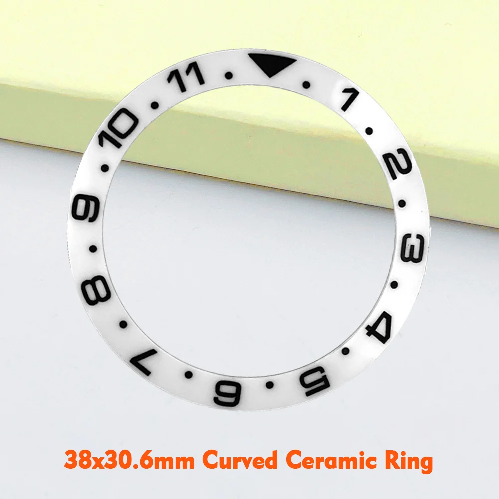 ขอบหน้าปัดเซรามิกโค้ง 38x30.6 มม. 12H GMT สำหรับใส่กับตัวเรือนนาฬิกา NH35 NH36 SUB รุ่น SKX007 และ SRPD