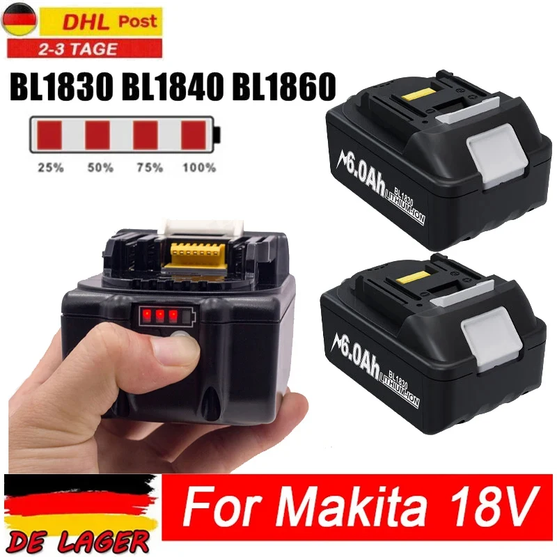 BL1850B For Makita 18V Battery 6Ah Lithium ion Replacement BL1860B BL1860 BL1850 Rechargeable Power Tool Battery DDF486 DF488