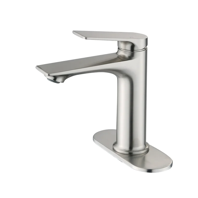 

Brushed Nickel Single Handle Bathroom Faucet Deck Mount
