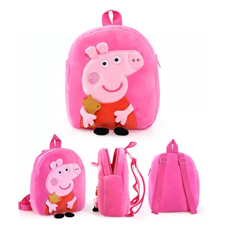 Linda mochila de felpa Peppa Pig, bolso de hombro individual, juguete de peluche suave, billetera de dulces para jardín de infantes, Piggy rosa, regalo de cumpleaños para niña