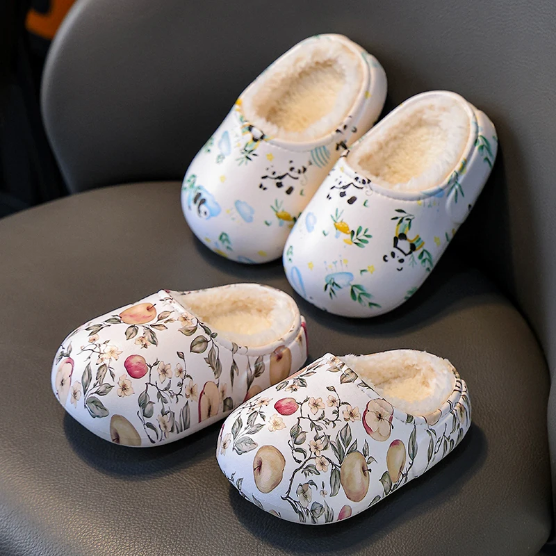 

Хлопковая обувь, детская милая теплая зимняя обувь для девочек, домашние тапочки для детей, зимняя нескользящая домашняя сумка с героями мультфильмов для мальчиков