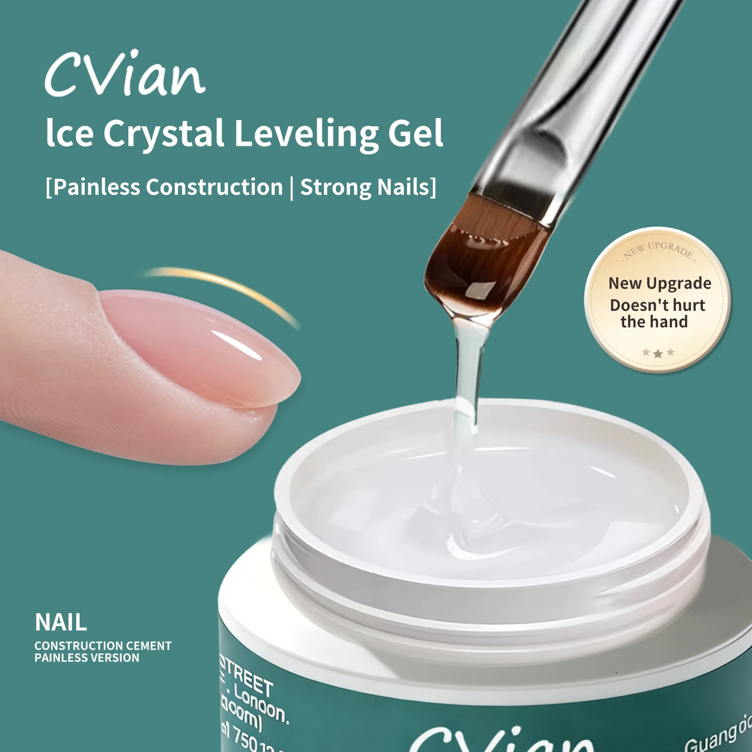 18g Ice Crystal Self-Leveling Gel, Nail Crystal Extension Building Gel, Strengthening Formula, High Transparency & Hardness