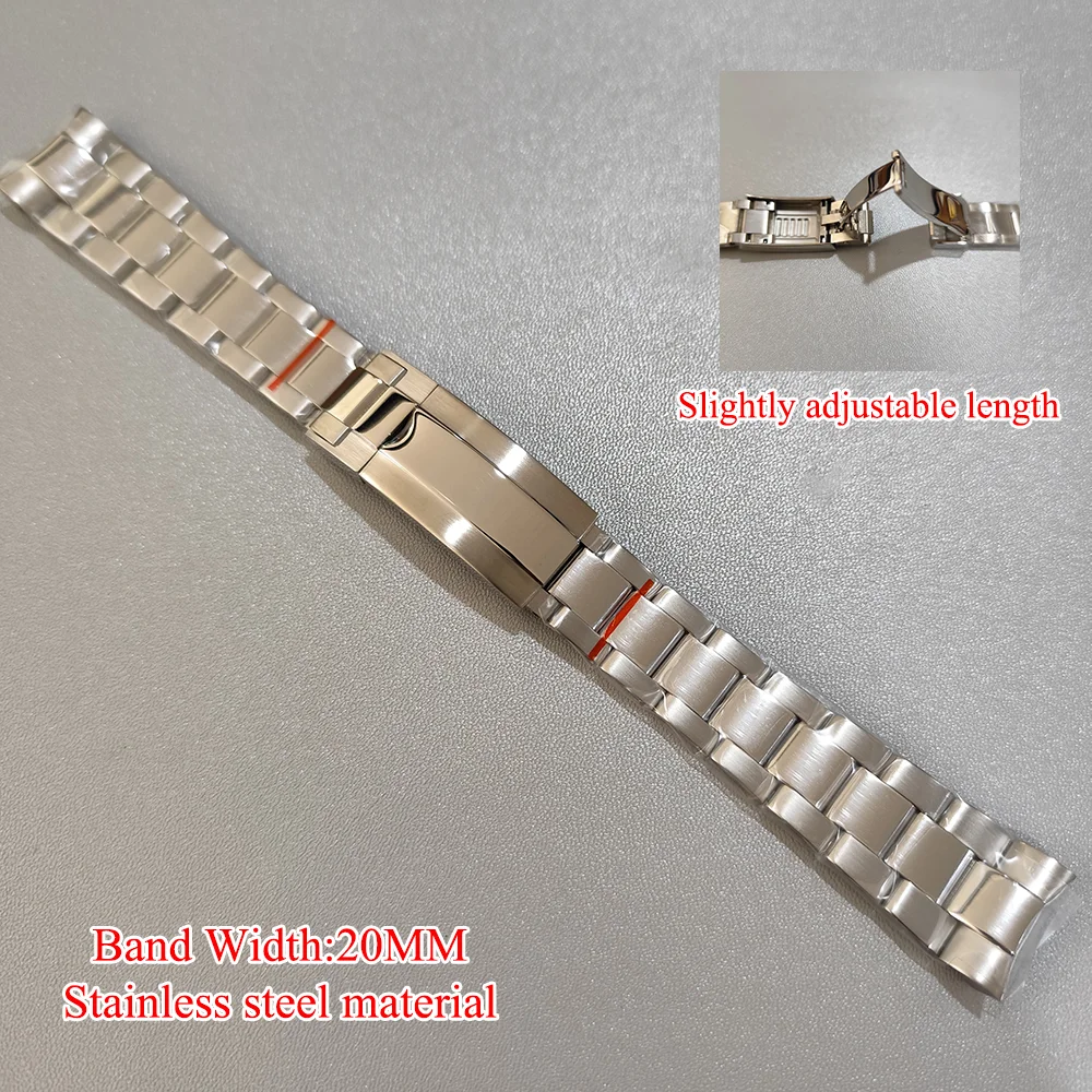 

20mm Width Slightly Adjustable Length Black/Silver/Gold/Rose Gold Stainless Steel Watch Strap Folding Buckle Glide Lock Clasp