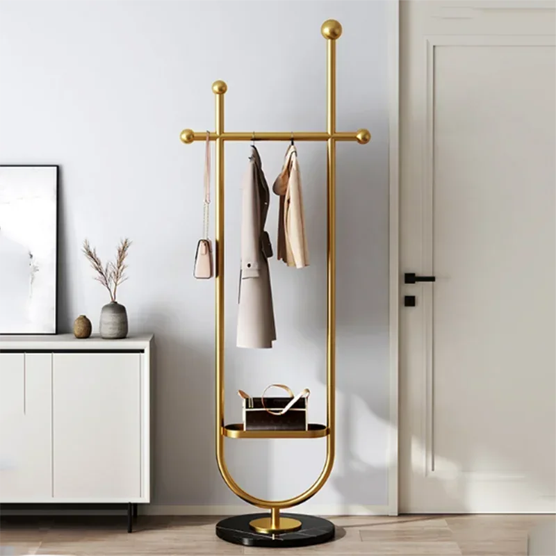 Gold Metal Clothes Rack, Entrada Boutique, Sala, Stand Hanger, prateleiras, Burro, Nordic Móveis