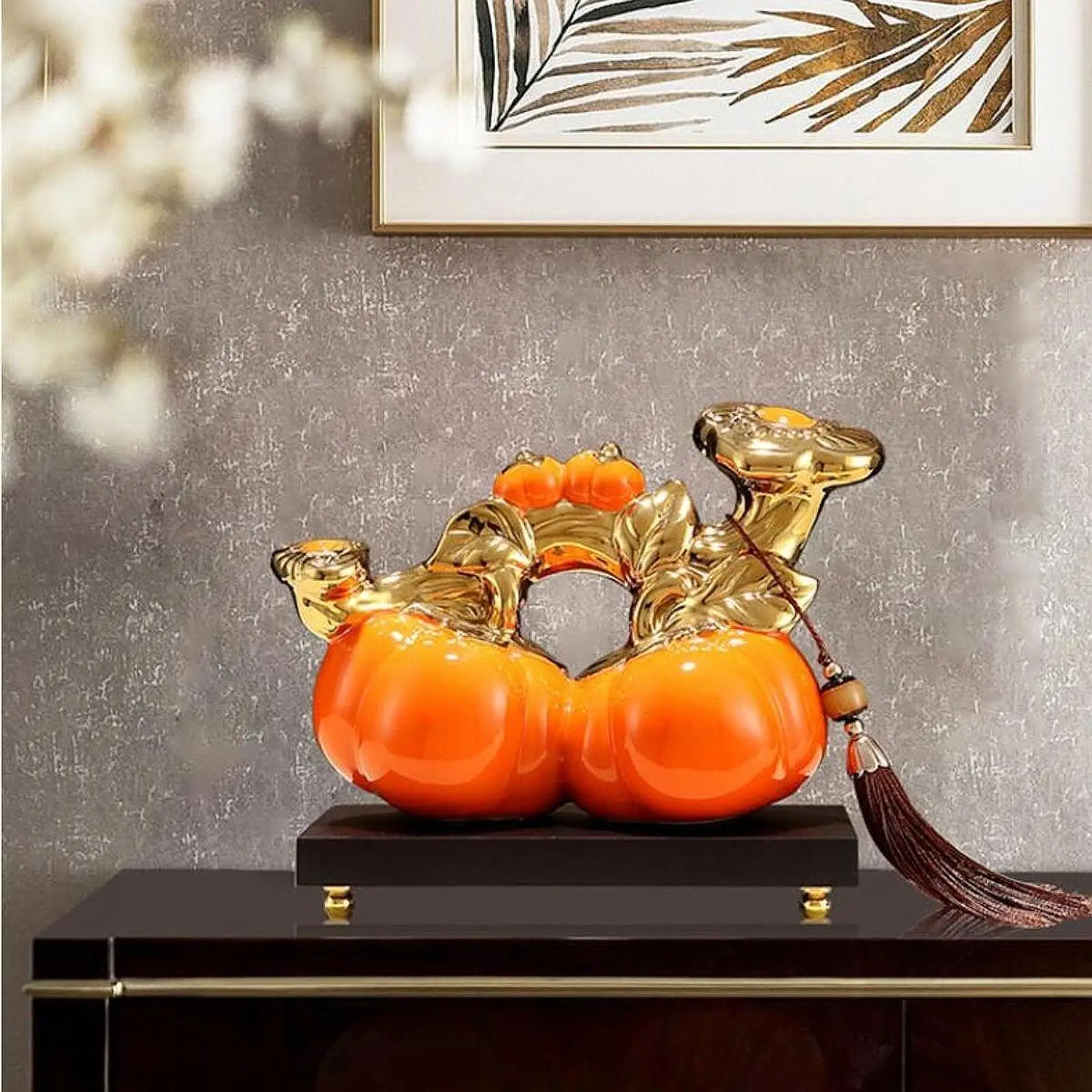 

Persimmon Statue Decor Persimmon Figurine Ornament Lucky Collectible Persimmon Sculpture Decoration for Home Bedroom Cabinet