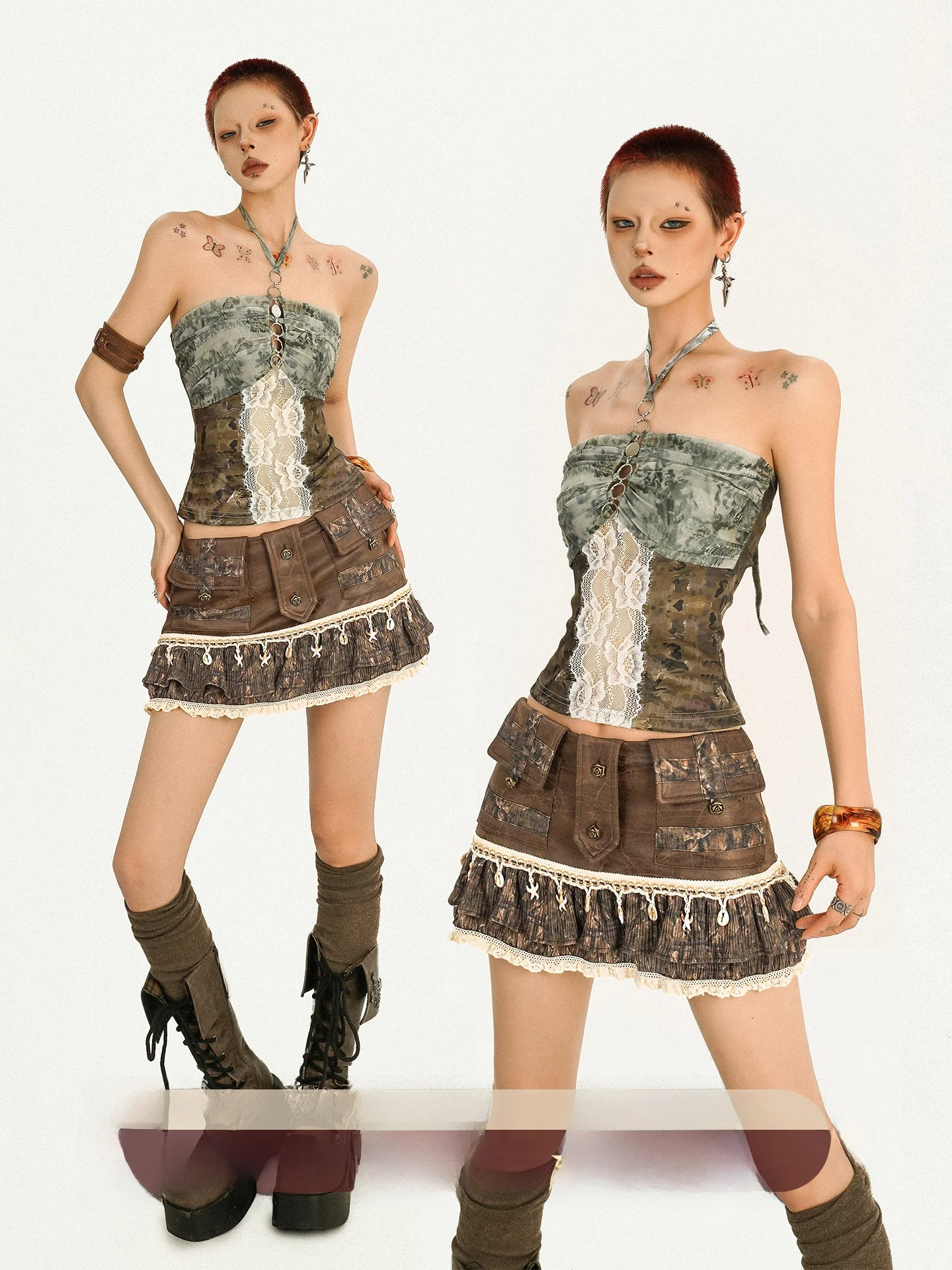 

Nico Molly Lace Trim Crop Top Women's Slim Fit Hanging Ne Design Summer Original Design Faionable Casual Outfit