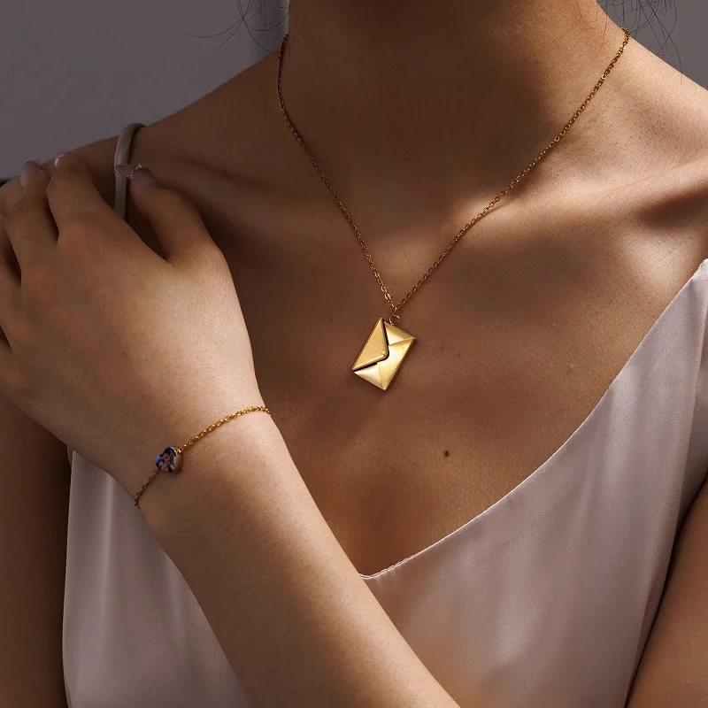 Afirstee جديد مخصص صورة ملونة مغلف قلادة سوار على شكل قلب مجموعة مجوهرات من صلب لا يصدأ للنساء الفتيات هدايا عيد الميلاد