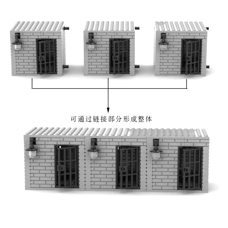 

Military Forces MOC Base Building Blocks DIY Prison Cell Barbed Wire Single/Double Room Model Bricks Toys Compatible with LEGO