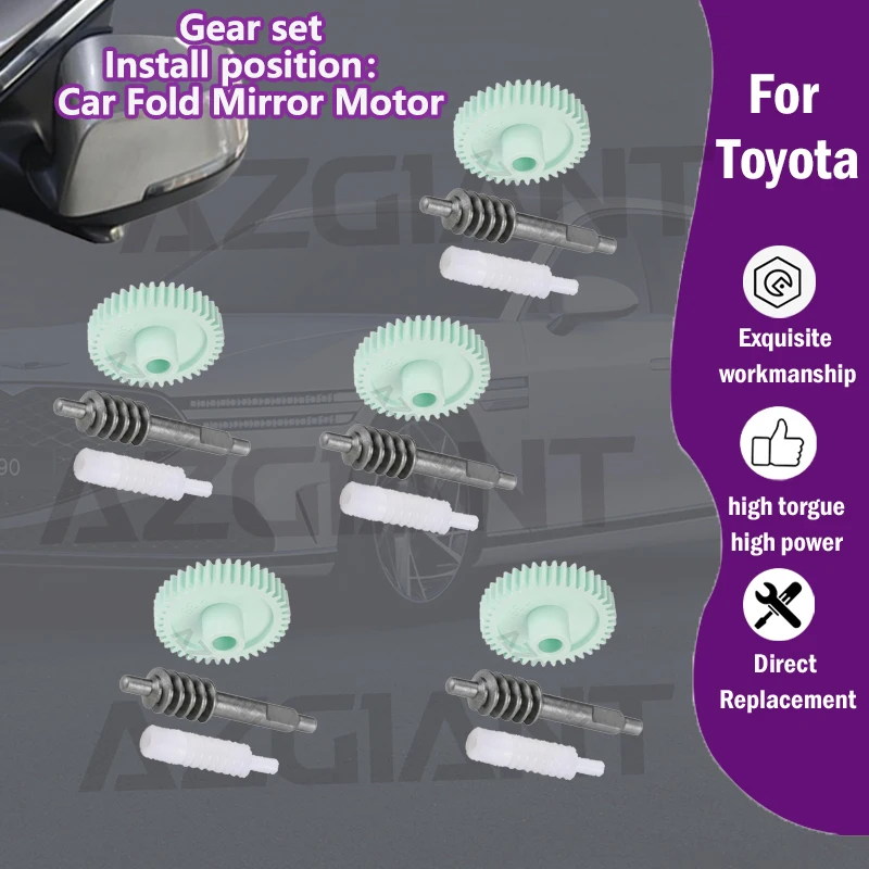 

5PC AZGIANT For Toyota Rav4/Mirai/ Esquire MPV/Hilux Rocco Car Mirror Folding motor 40T plastic gear worm assemblies repair kits