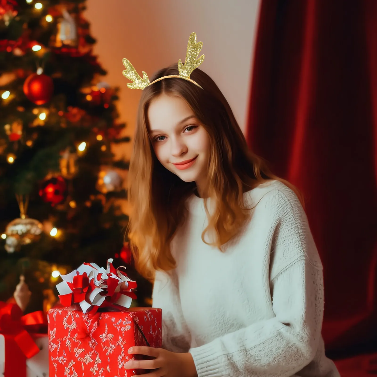 

2Pcs Creative Antler Headbands Christmas Hairband for Girls Holiday Party Favor Decorative Headband Winter Celebration Accessory