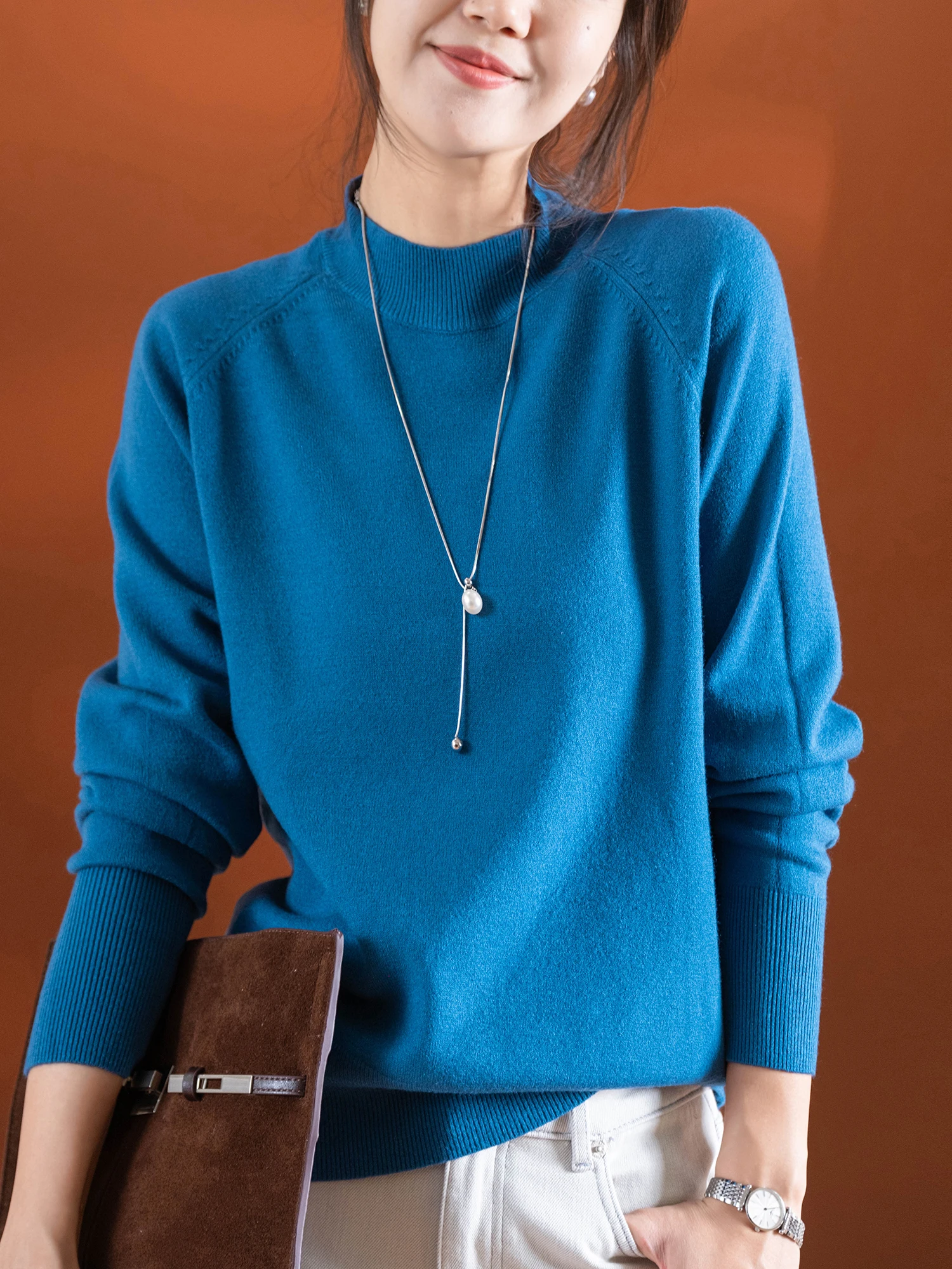 

Skin-friendly Breathable f-high Collar Sweater Thi Soft Easy-to-Ball Resistant Fce Inner Loop Knitwear for Autumn Winter