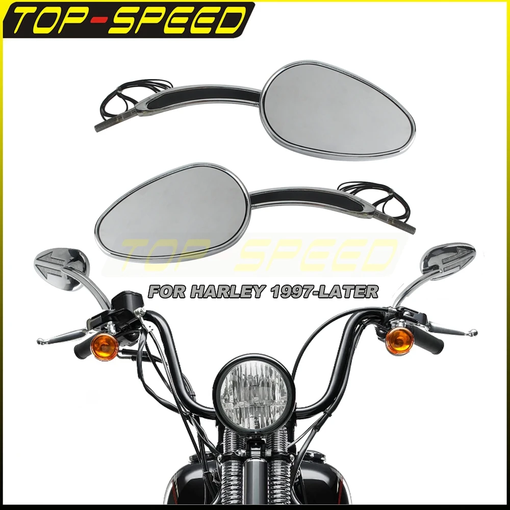 

For Harley CVO FLHRSEI2 FXSTDSE FLTRSE3 FLHTCUSE4 Motorcycle Rearview Mirror with Led Turn Signal Light Rear View Mirror 1997-Up