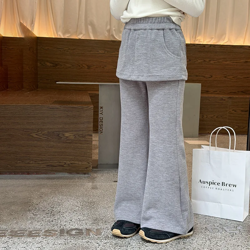 New Style of Children Clothing Fake Two-piece Micro Flared Skirt Pants New Style Zhongda Children Korean Sanitary Skirt Pants