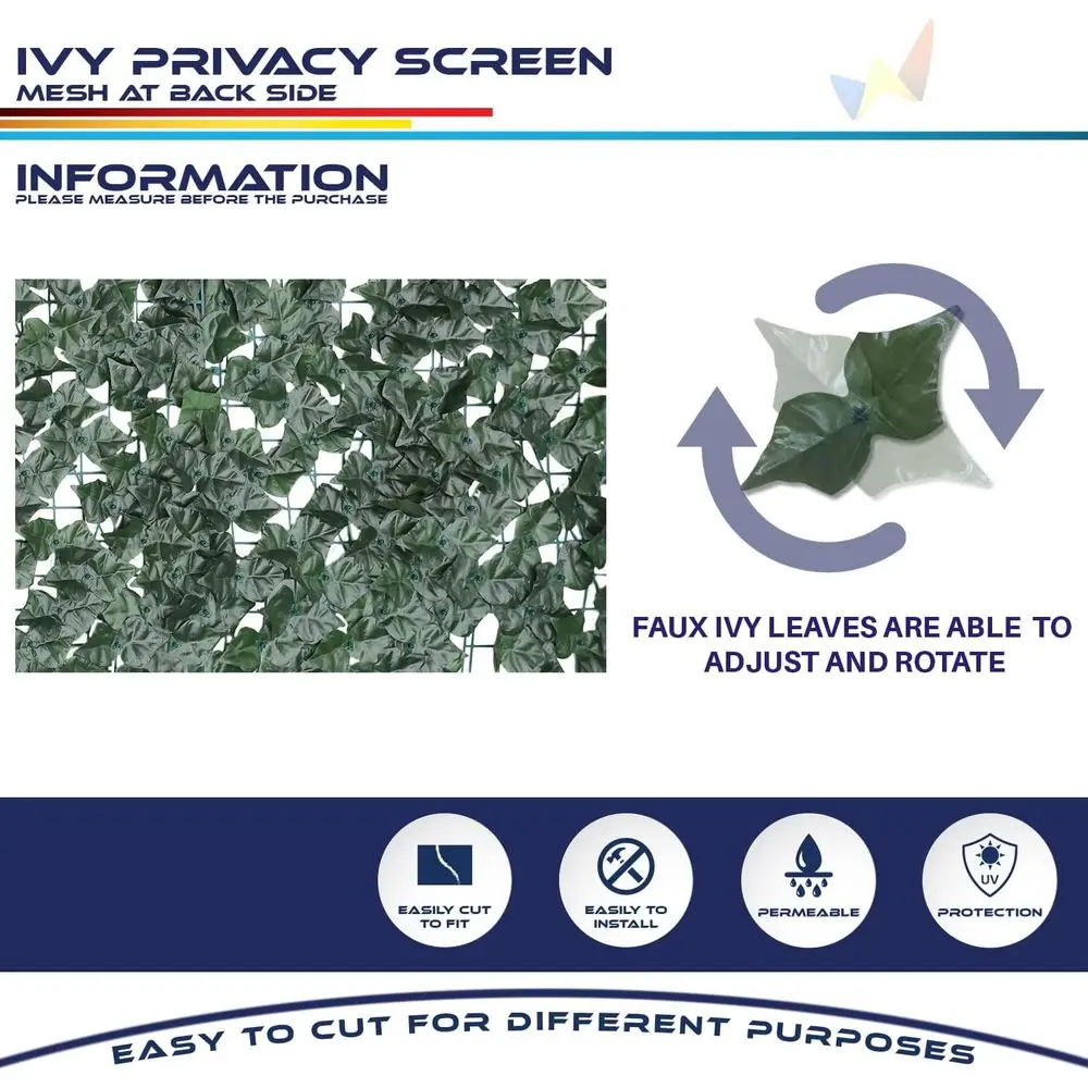 58"x196" Artiicial Ivy Lea Privacy ence Sn aux Leaves ence Cover Wall Decoration or Outdoor Garden Patio Porch Deck Balcony Yard view 4