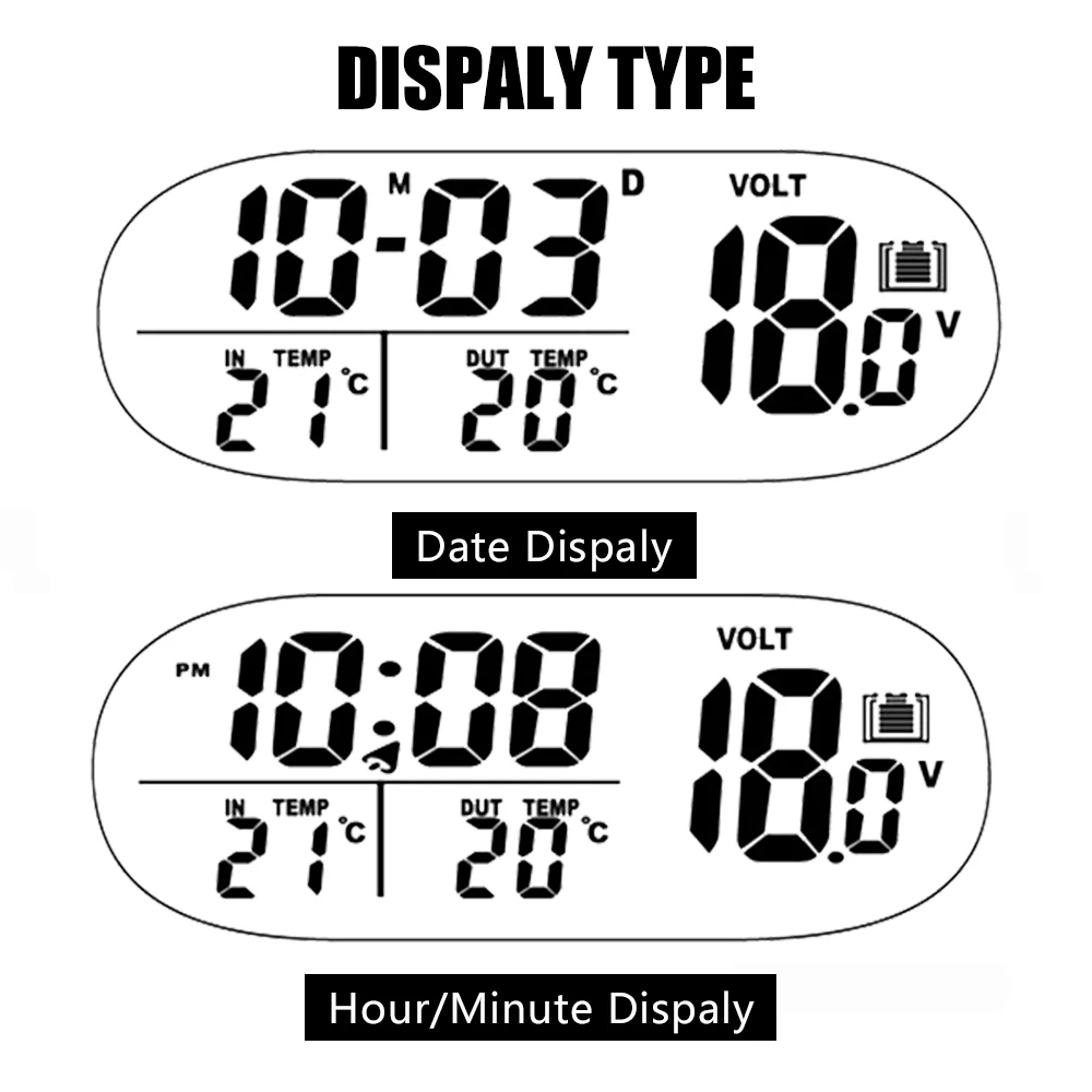 Backlight Interior Accessories LCD Digital Noctilucous Clock 12V/24V Freeze alert 3 in 1 Car Voltmeter Thermometer