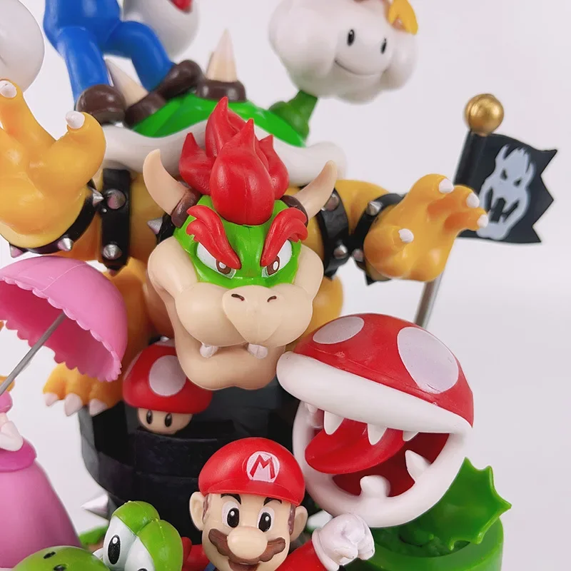 28 cm Super Mario Bros Actiefiguren Model Ornamenten Luigi Bowser Yoshi Bowser Scène Combinatie Pop Kinderen Speelgoed Kamer Decoratie