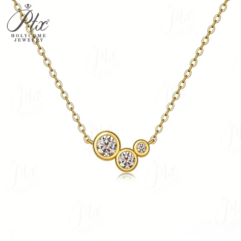 

Moissanite Necklace Sparkling Classic Round Pendant 925 Sterling Silver Jewelry Anniversary Gift for Women