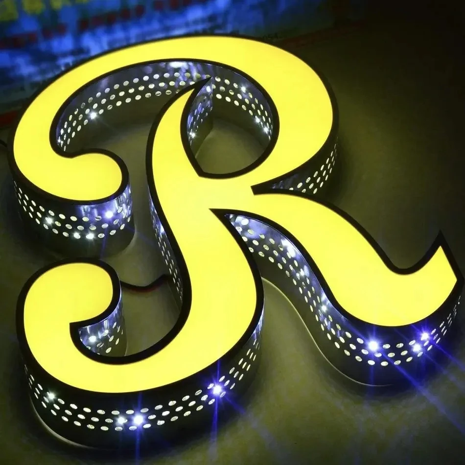 Customized 3D Signage LED Outdoor Advertising Signage Company Headlights Side Lights Backlight Alphabet Signage Design