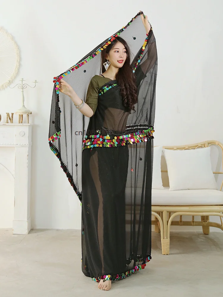 

Женские платки для восточных танцев, реквизит, танцевальные платки из тюля с пайетками, большие платки для восточных танцоров, аксессуары для сценических выступлений