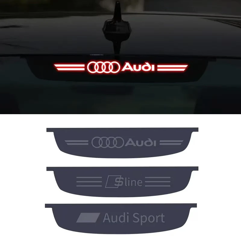 1pcs PVC Car Logo Brake Light Projection Board Sticker Emblem Accessories For Audi Quattro RS S-line A3 A5 A4L A6L