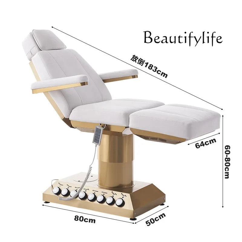 Golden Stainless Steel Electric Beauty Bed Beauty Salon Special Facial Bed New Multifunctional