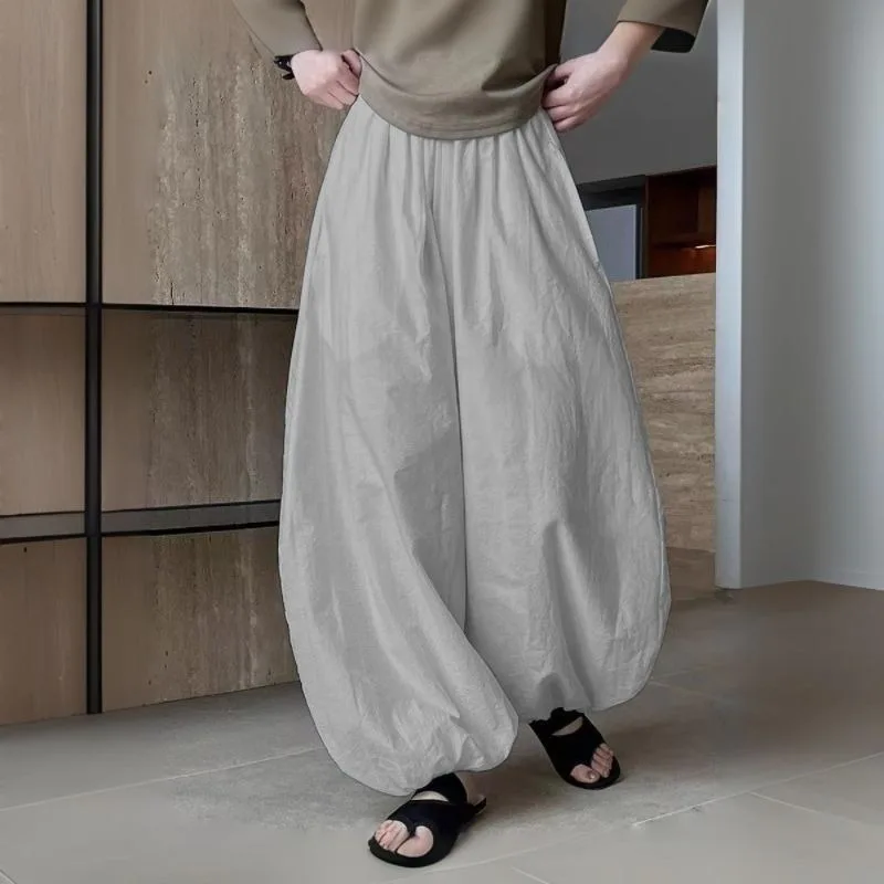 Damskie spodnie casualowe z szerokimi nogawkami, z wysokim stanem, luźne, w kształcie litery A, typu latarnia, damskie letnie nowe wyszczuplające długie spodnie.