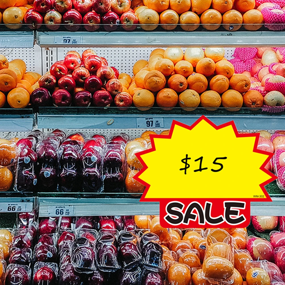 50 قطعة علامات أسعار السلع ورقة صعبة وقت خدمة طويل لافتة للنظر متجر بيع بالتجزئة ملصقات ترويجية للإعلان #6