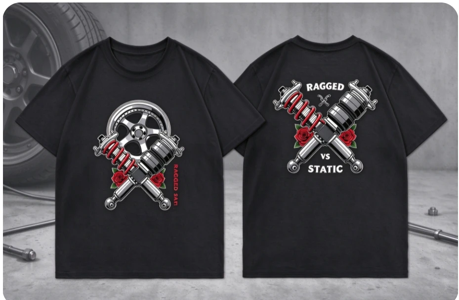 Snap on T-shirt with Engine Parts Pattern - Technician T-shirt Suitable for Daily Wear, Classic Black Short Sleeved