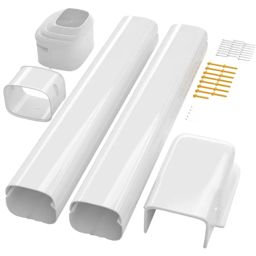 

4 7.5 Ft Mini Split Line Set Cover, PVC amp PP Line Cover Set Universal for Mini Split AC amp Central AC,White