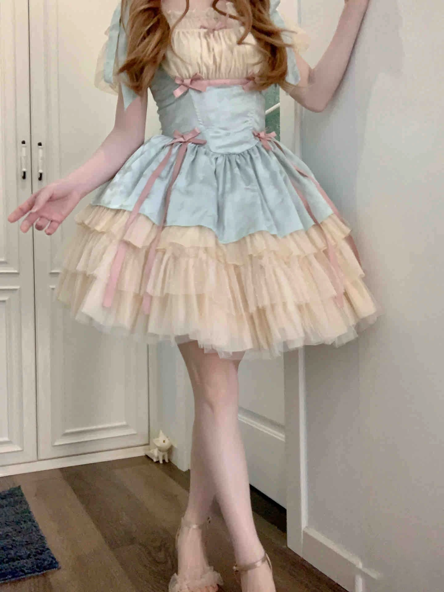 

Japanese Sweet Kawaii Jsk Lolita Dress Women Vintage Victorian Gothic Cartoon Sleeveless Bow Lace Princess Tea Party Dresses