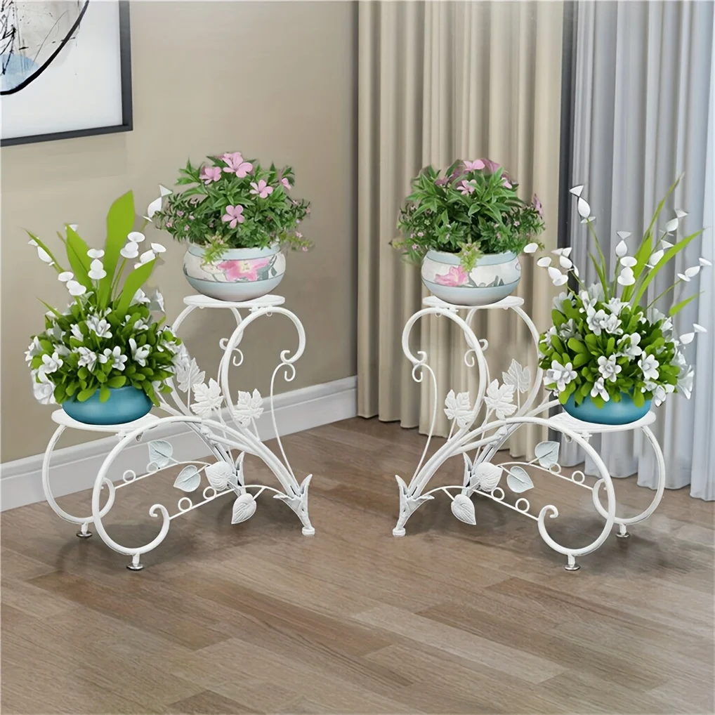 

2pcs Half Heart Plant Pot Stands Garden Patio Metal Iron Flower Planter Rack Elegant Art Display Shelf for Planters Flowers