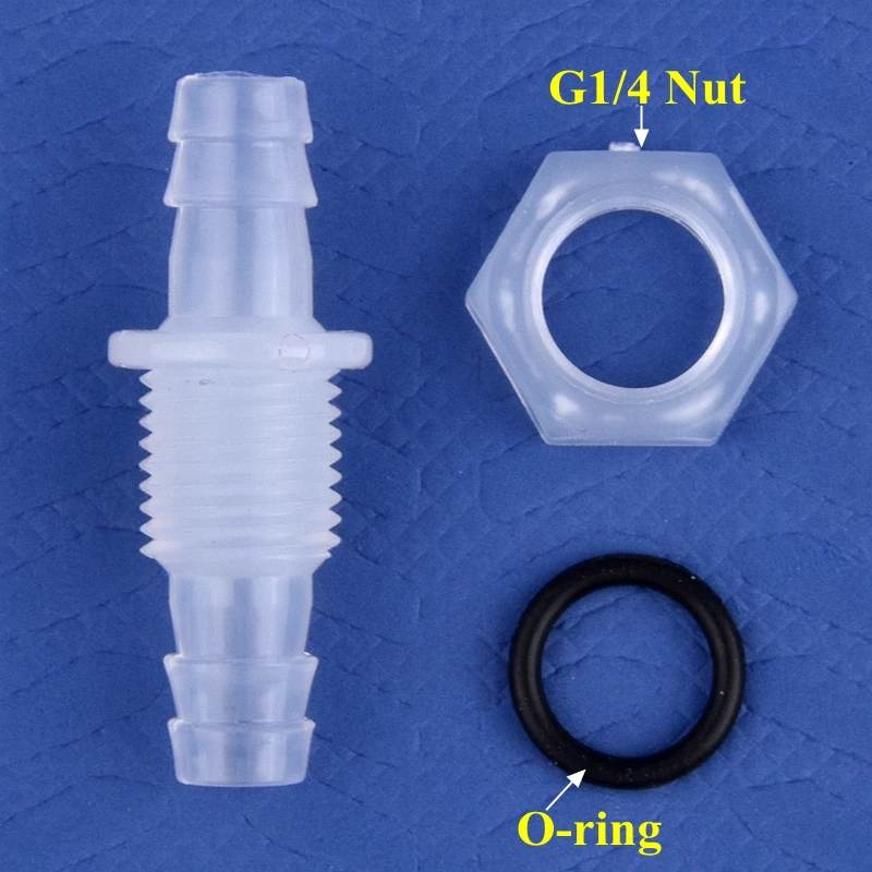 5~200 Szt G1/4\'\' Gwint PP Pagoda Nakrętka sześciokątnaO-ring Bezpośrednie złącza Adapter pompy powietrza w zbiorniku akwariowym Przejdź przez