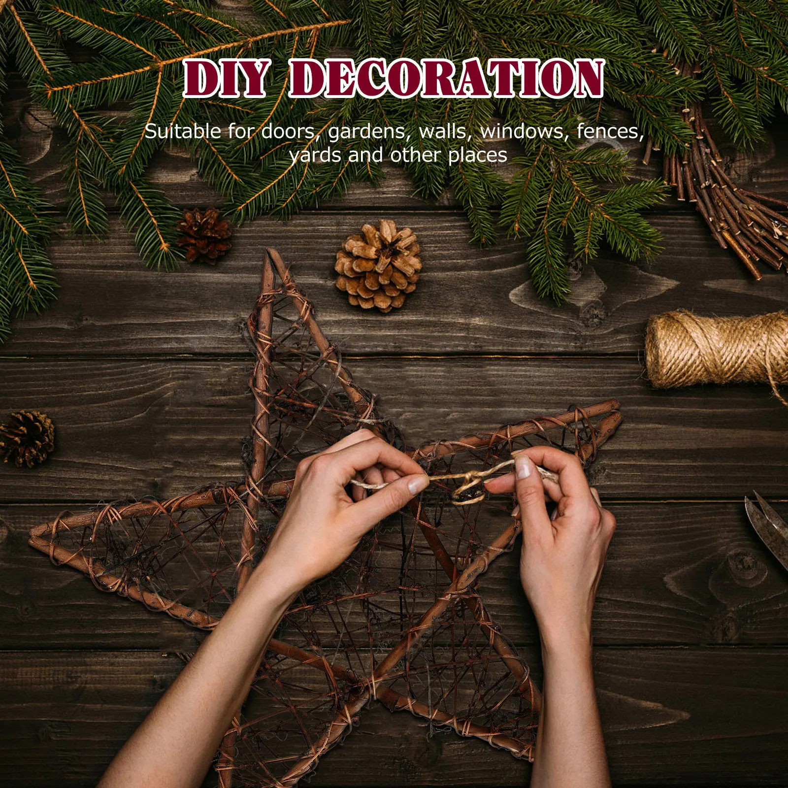 

6pcs Grapevine Wreath Star DIY Crafts Base Christmas Wreath Vine Branch Form for Front Door Wall Hanging Wedding Party Decor