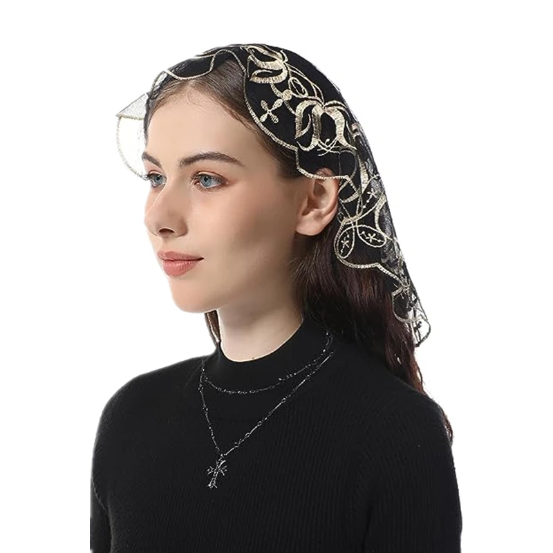 Cross Circular Lace Mantilla Women Head Covering Church Catholic Veil