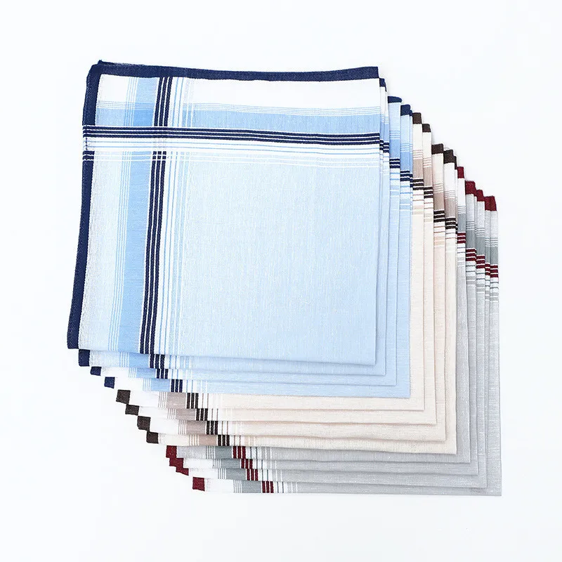3 pçs 40x40cm 100% algodão negócios clássico listrado xadrez masculino bolso lenço quadrado lenço festa de casamento presente