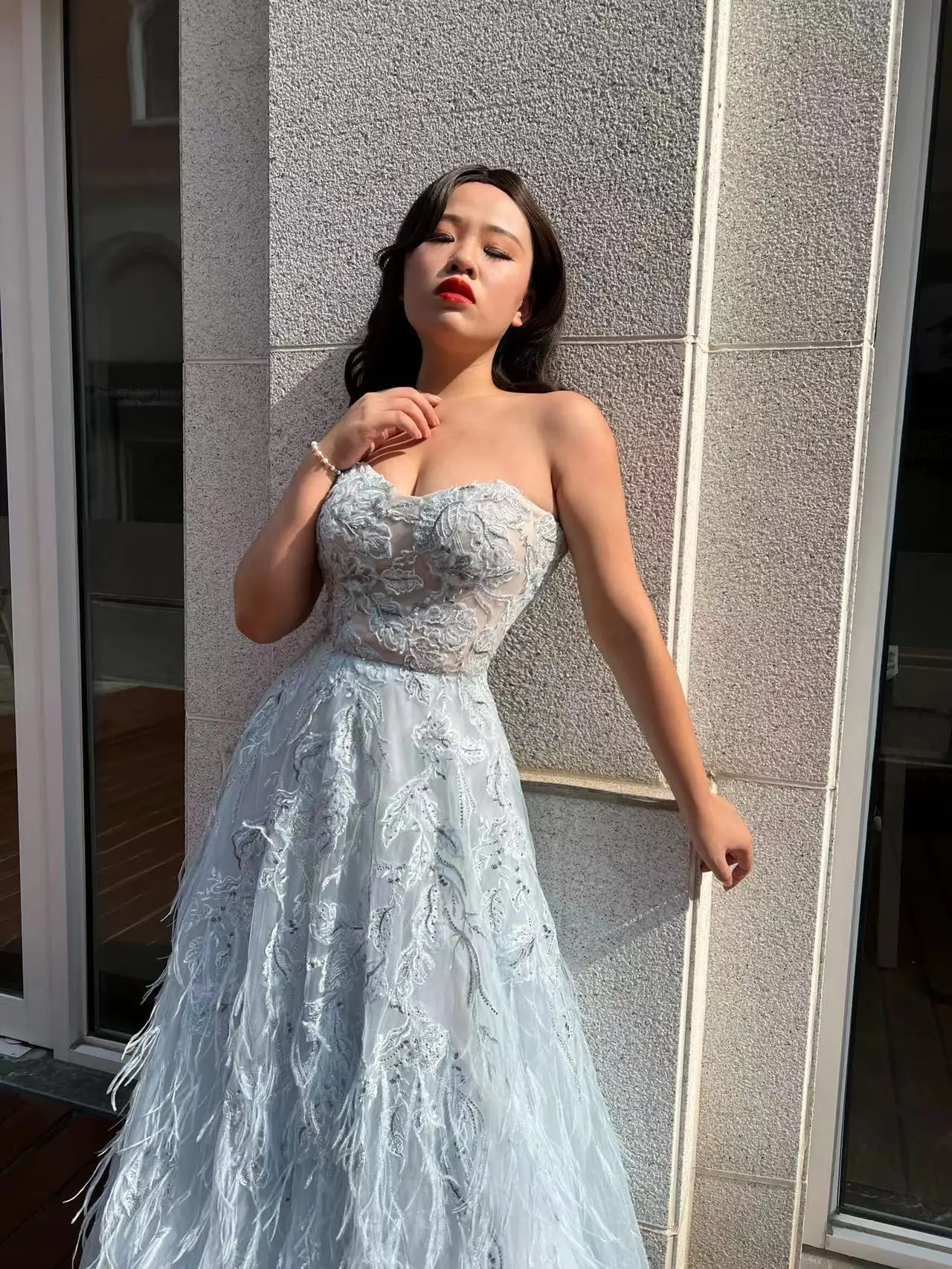 (SALE) Shalimar Zhang Blue ปักชุดราตรีสําหรับงานแต่งงานของผู้หญิงที่กําหนดเอง