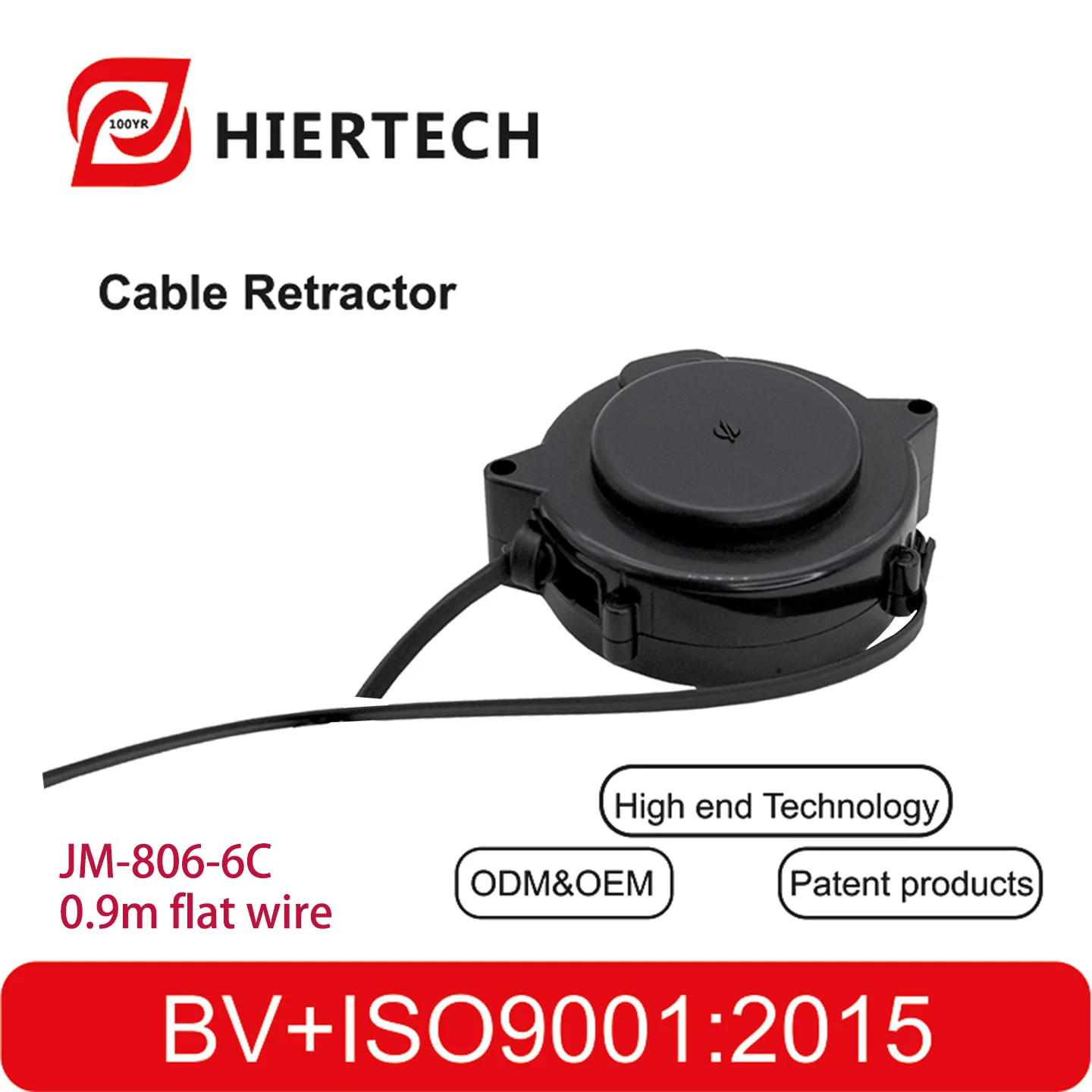 Hiertech Black Pc Material 6-Core 0.9m Small Retractable Cable Reel Mobile Cable Reel Home Appliance Cable Winder Cable Reel