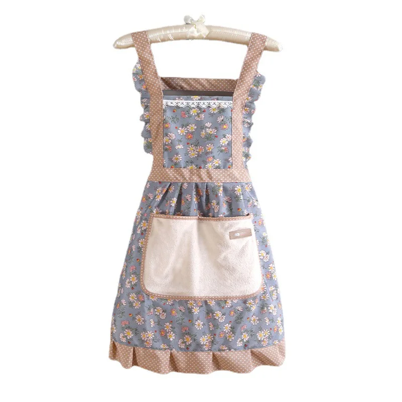 Cotton Canvas Floral Style Home Kitchen Fashion Apron Cooking Female Adult Waist Thin Breathable Male Work