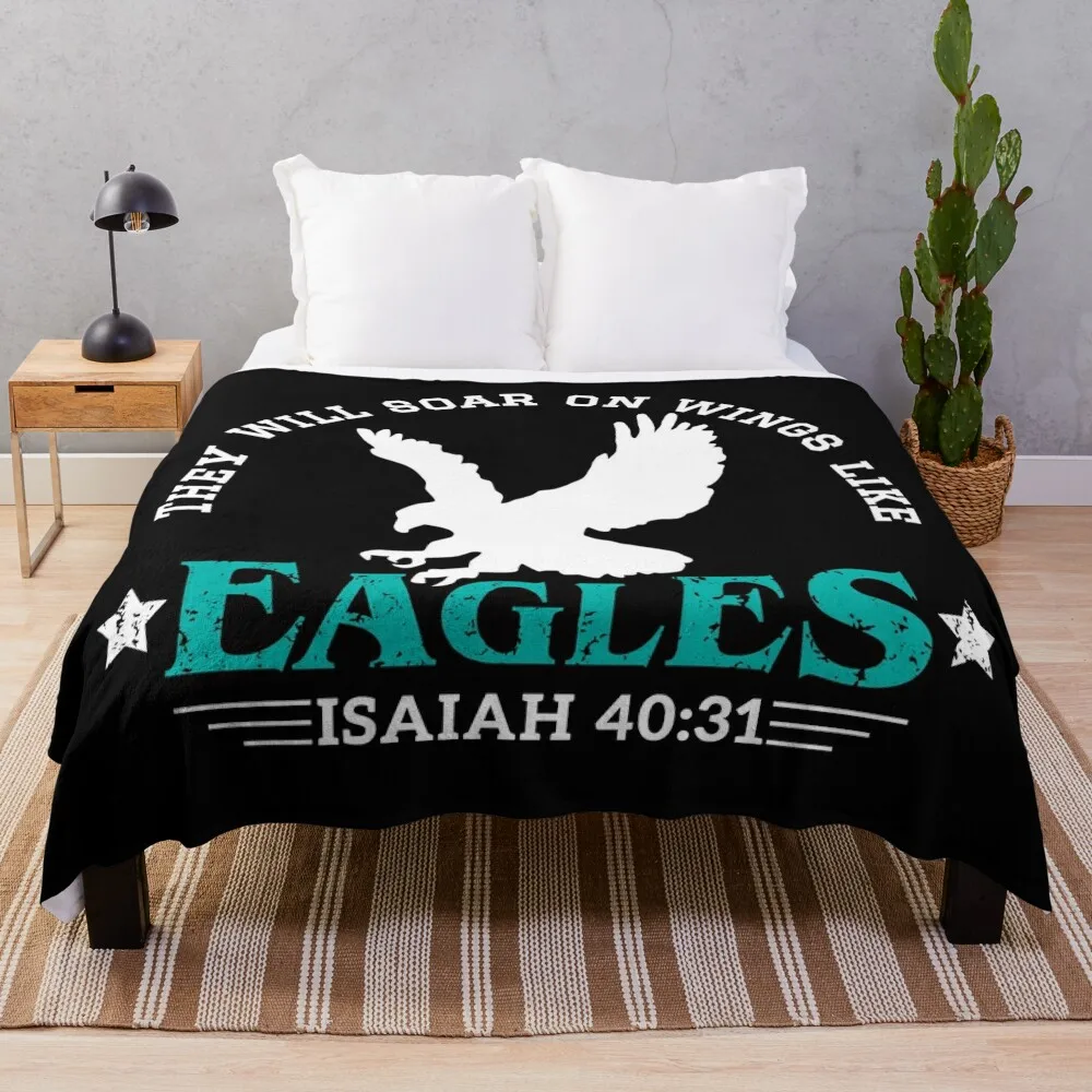 Soar on Wings like Eagles, christian Throw Blanket Flannel Fabric Polar bed plaid Blankets