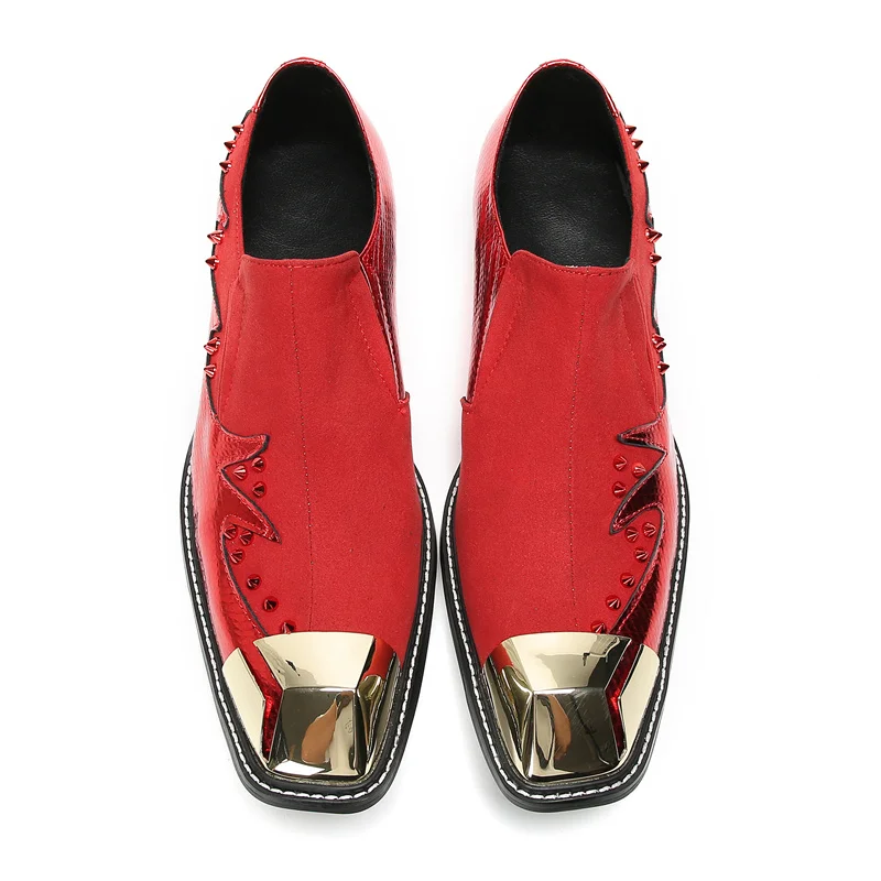 BOARD Frühling Herbst Schuhe für Männer Metalle Hut Quadratischer Kopf Kommerzielle Angelegenheiten Sozialisieren RUHLEDER Hochzeit Herrenschuhe – Detail 4