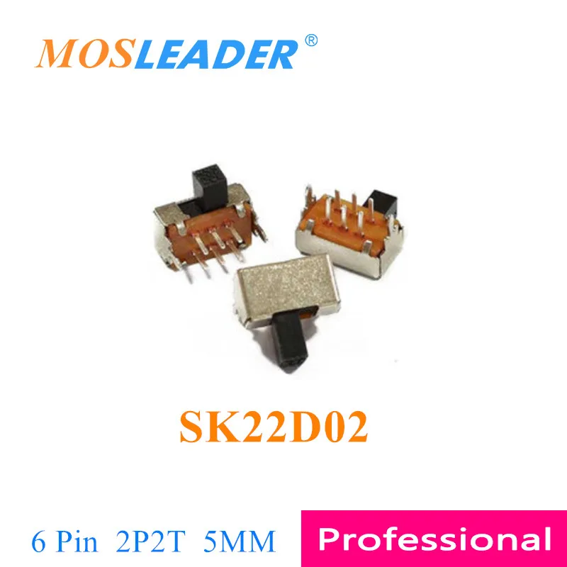 Mosleader 1000 Uds SK22D02 6P 6 pines DIP doble cara SK-22D02 5MM longitud del mango interruptor deslizante Horizontal 2P2T interruptor de palanca