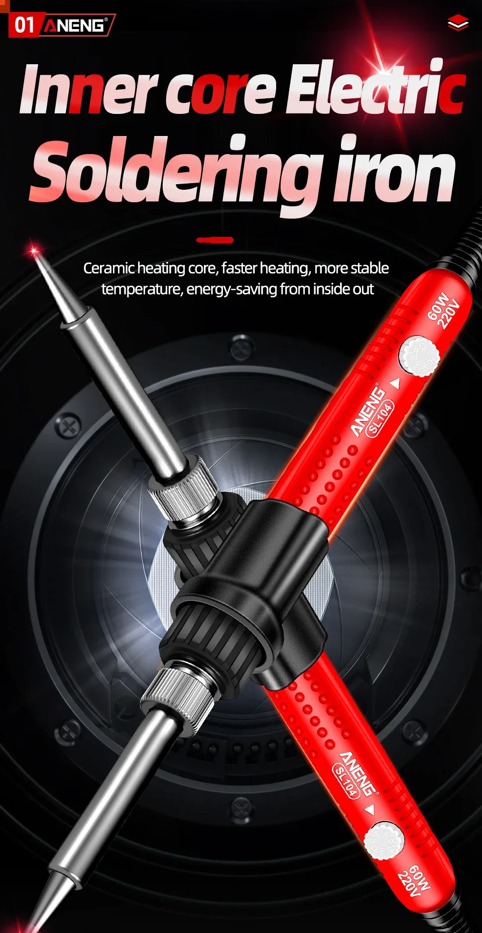 ANENG SL105 elektrisches Lötein 60W Display verstellbar 180 ° C ~ 520 ° C Temperatur professionelle tragbare Schnellheizung Schweißen Reparatur 220V Kit – Detail 8