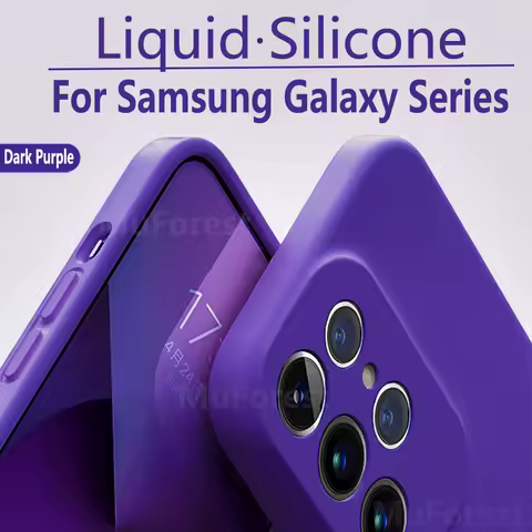 New Liquid Silicone Phone Case For Samsung Galaxy S24 23 22 21 20 Ultra Plus FE A54 A52 4G 5G Soft Lens Shockproof Cover funda