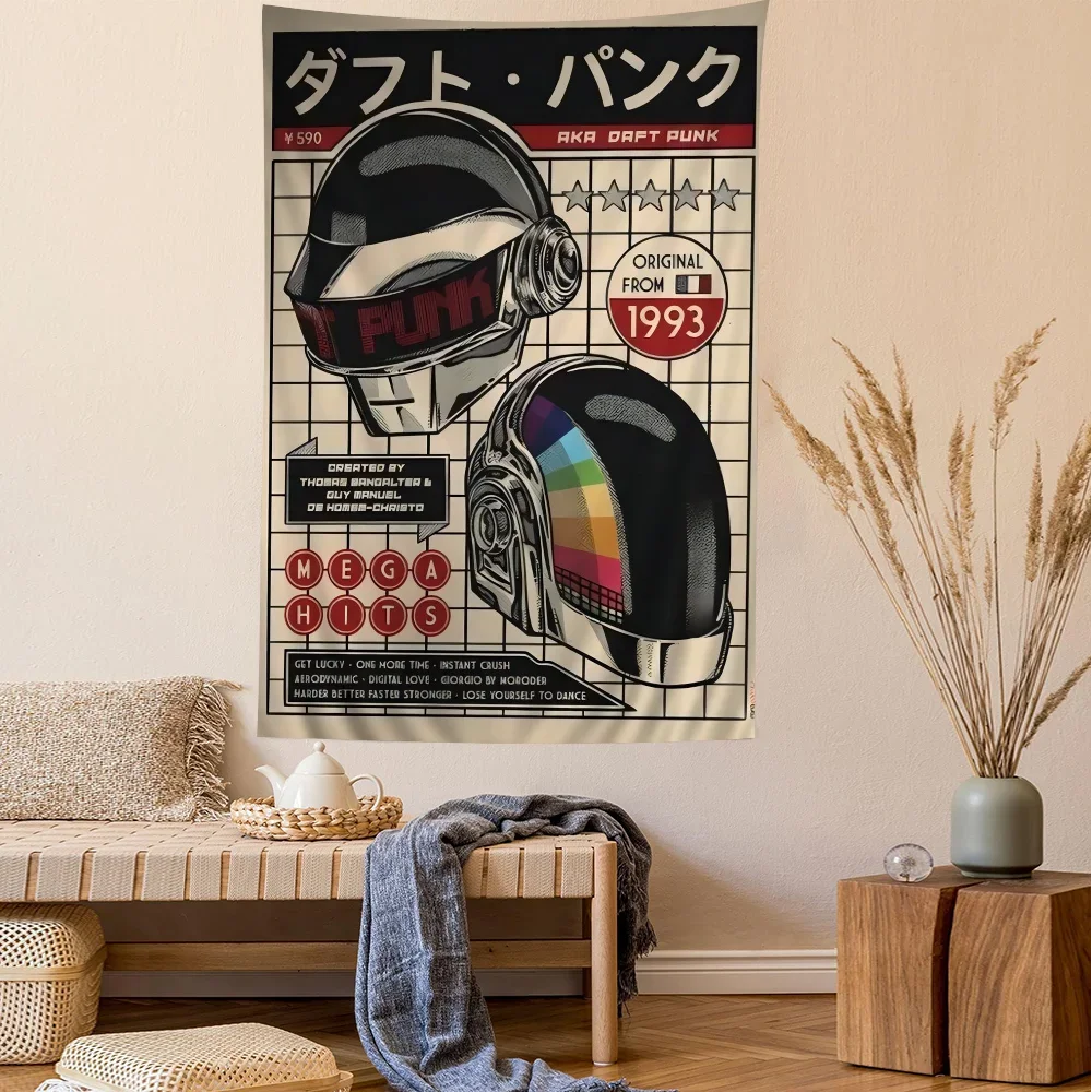 Around The World Daft Punk Colorful Tapestry Wall Hanging Bohemian Wall Tapestries Mandala Wall Art Decor