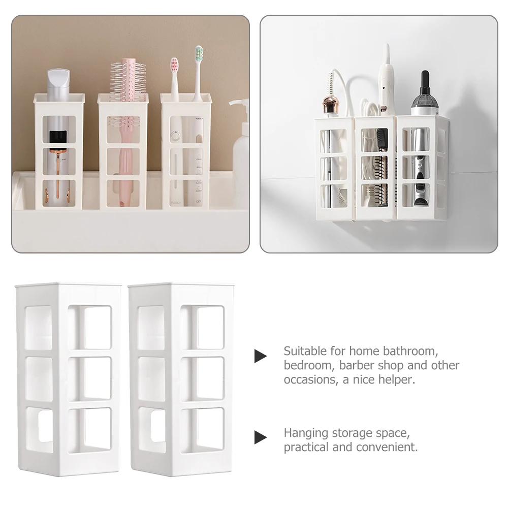 

2pcs Wall Mount Tool Organizer Bathroom Storage Rack Hair Dryer Holder For Home Bedroom Barber Shop Space Saving Durable Rack