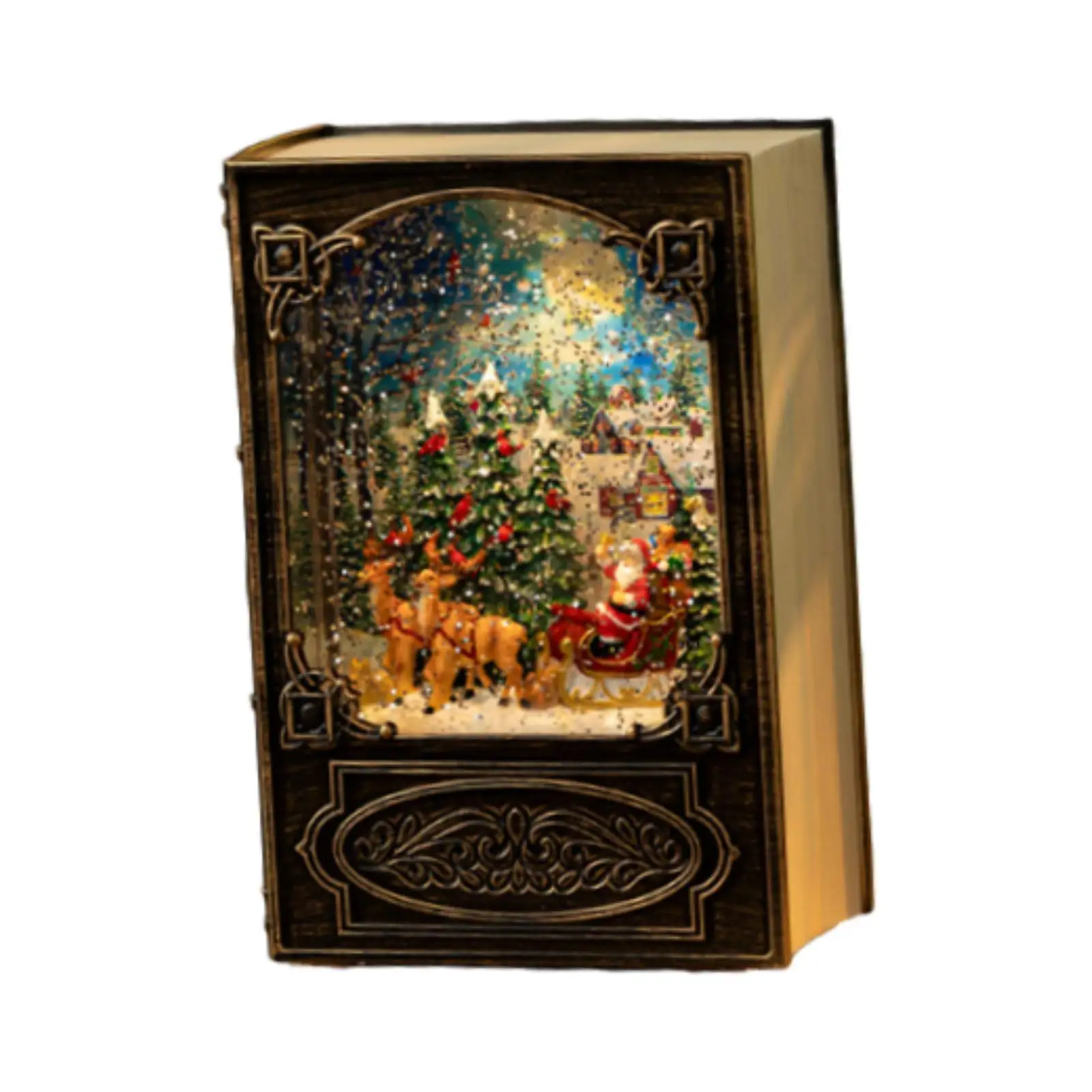 Music Box Decoration Mini Book Musical Snow Globe for House Outdoor Garden